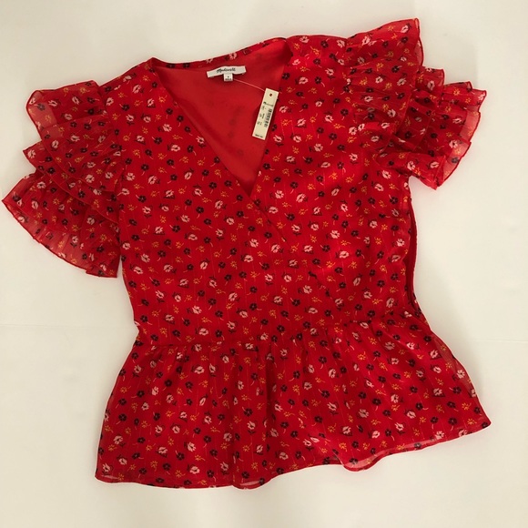 madewell tiered sleeve peplum top